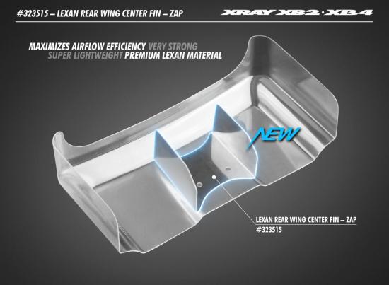 XRay Lexan Rear Wing Center Fin - Zap (2)
