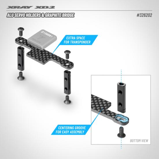 XRay Aluminium Servo Holders And Graphite Bridge