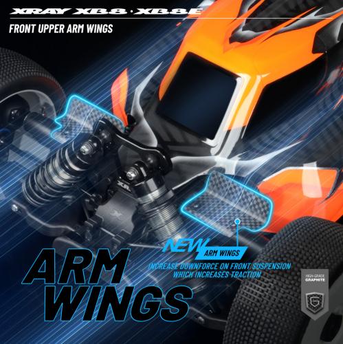 XRay XB8 Front Upper Arm For Arm Wing - Graphite