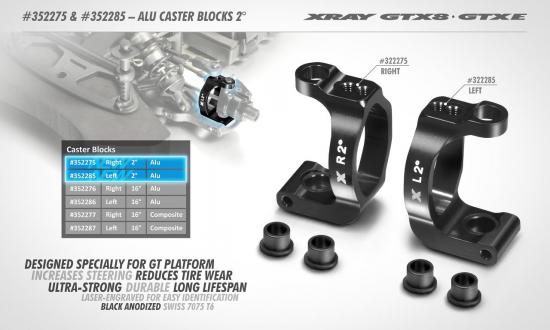 XRay Aluminium Caster Block 2 Left - Swiss 7075 T6