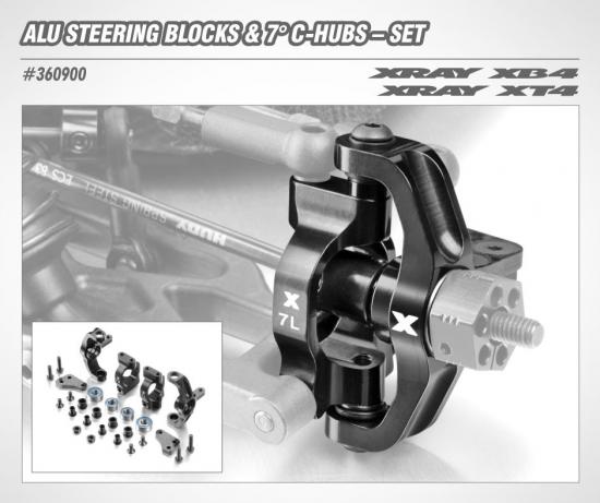 XRay Aluminium Steering Blocks And 7 C-Hubs - Set