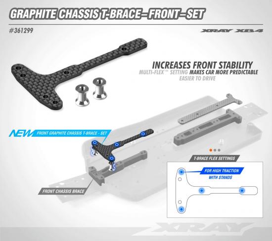 XRay Graphite Chassis T-Brace - Front - Set