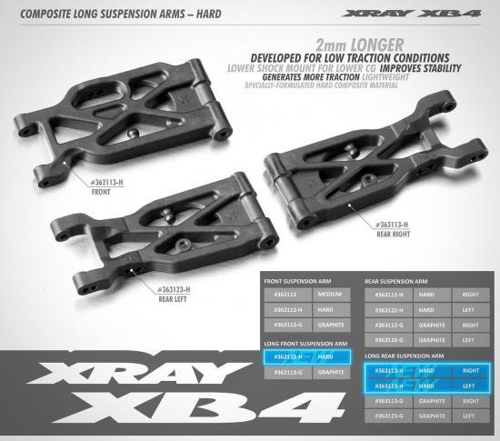 XRay Composite Long Suspension Arm Front Lower - Hard
