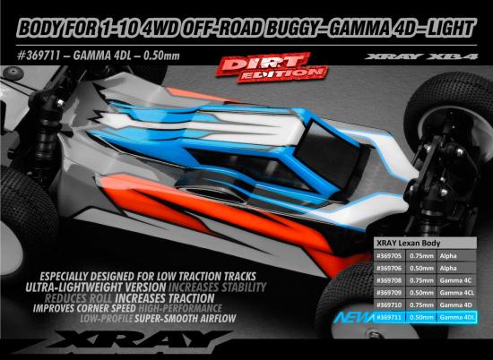 XRay Body For 1:10 4WD Off-Road Buggy - Gamma 4D - Light