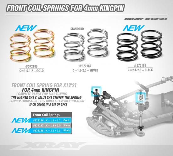 XRay Front Coil Spring For 4mm Pin C=2.1-2.3 - Black (2)