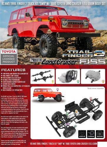 RC4WD Trail Finder 2 Truck Kit LWB W/ 1980 Toyota Land Cruiser FJ55 Lexan Body Set RC4WD