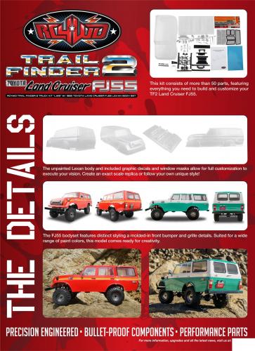 RC4WD Trail Finder 2 Truck Kit LWB W/ 1980 Toyota Land Cruiser FJ55 Lexan Body Set RC4WD