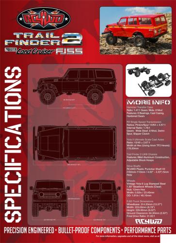 RC4WD Trail Finder 2 Truck Kit LWB W/ 1980 Toyota Land Cruiser FJ55 Lexan Body Set RC4WD