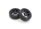 Kyosho 1:10 Fazer FZ02 Pre-Glued 5-Spoke Black Rims Medium Tyres (2)