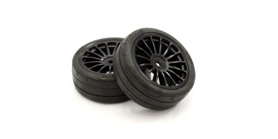 Kyosho 1:10 Fazer FZ02 Pre-Glued 15 Spokes Black Medium Tyres (2)