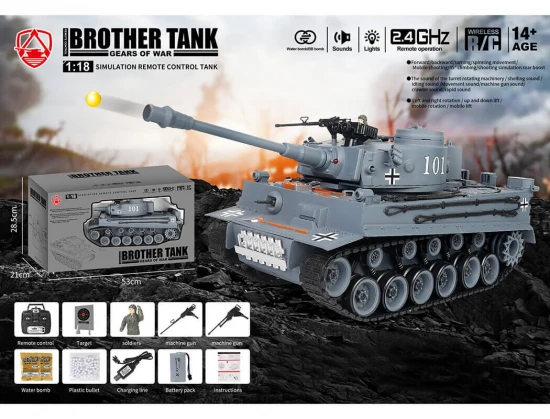 Brother RC Tank 1:18 German Tiger 1 Grey