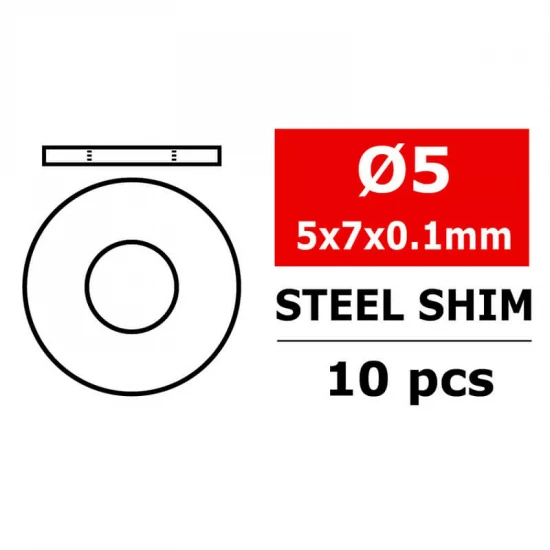 Corally Steel Metric Shim 5X7X0 - 1mm 10 Pcs
