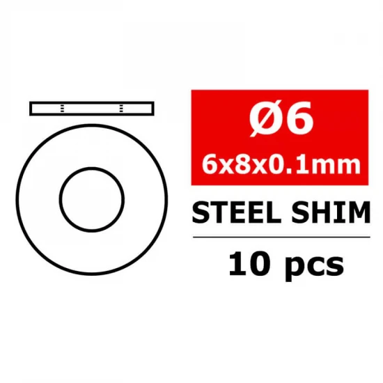 Corally Steel Metric Shim 6X8X0 - 1mm 10 Pcs