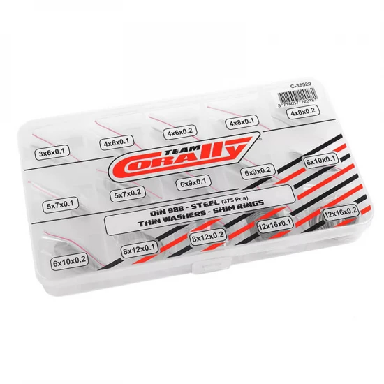 Corally Shim Ring Set Steel 15 Sizes 375Pcs