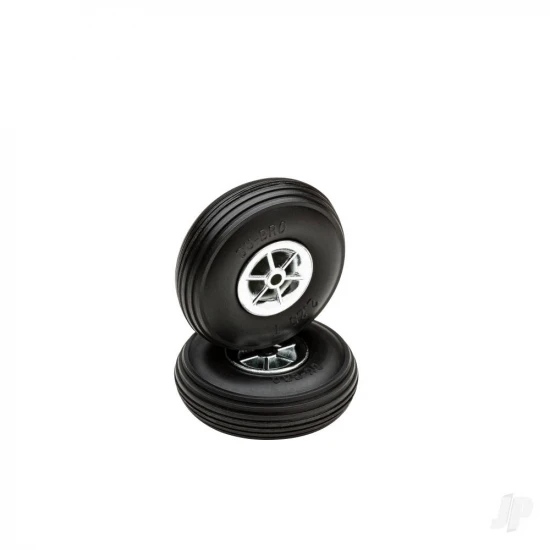 Dubro 2-1/4in Diameter Chrome Treaded Wheels (2 pcs)