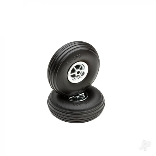 Dubro 2-1/2in Diameter Chrome Treaded Wheels (2 pcs)