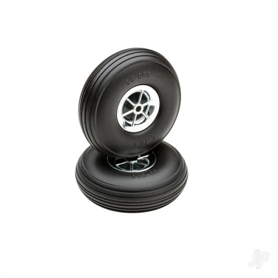 Dubro 2-3/4in Diameter Chrome Treaded Wheels (2 pcs)