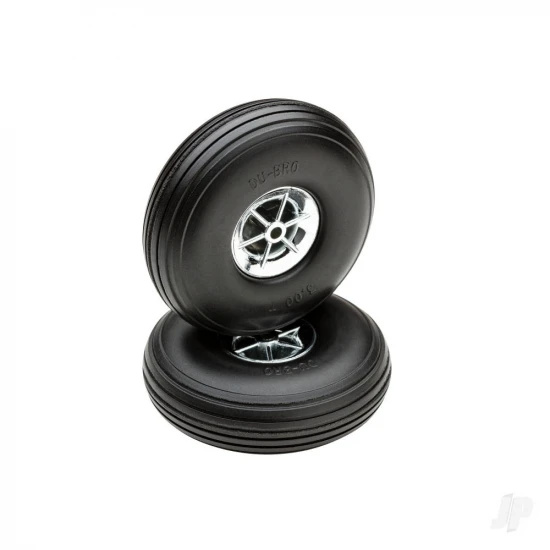 Dubro 3in Diameter Chrome Treaded Wheels (2 pcs)