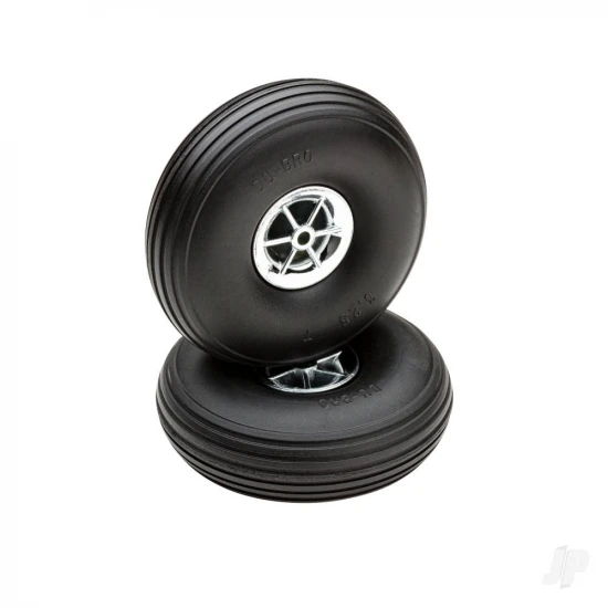 Dubro 3-1/4in Diameter Chrome Treaded Wheels (2 pcs)
