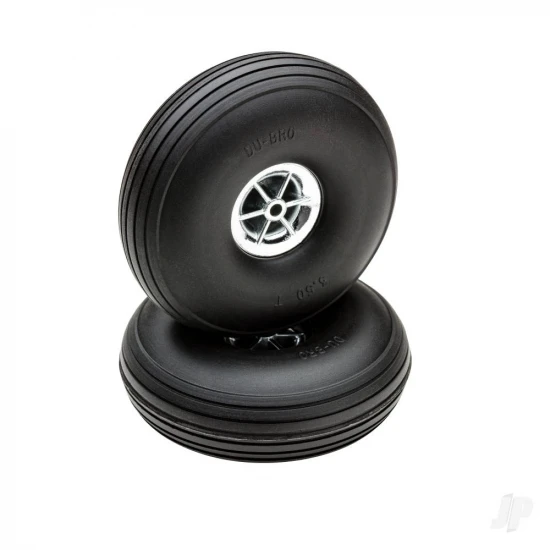 Dubro 3-1/2in Diameter Chrome Treaded Wheels (2 pcs)
