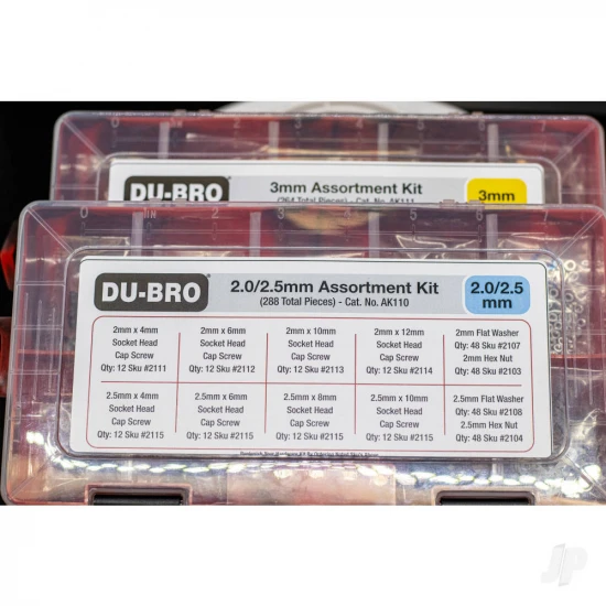 Dubro 2.0 / 2.5mm Hardware Assortment Kit (288 pcs set)