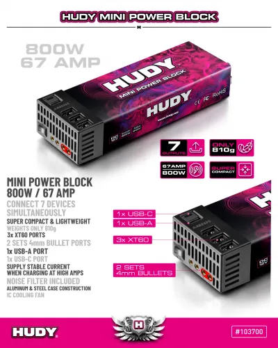 Hudy Mini Power Block 800W / 67A - UK