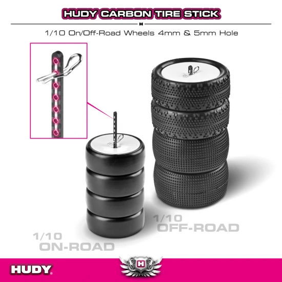 Hudy Carbon Tire Stick 1:10 On-Road And Off-Road Wheels With 4mm Mounting Hole (4)