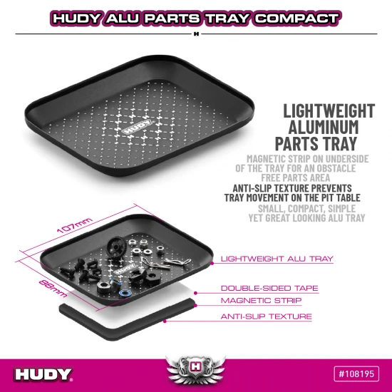 Hudy Aluminium Parts Tray Compact - Magnetic And Anti-Slip