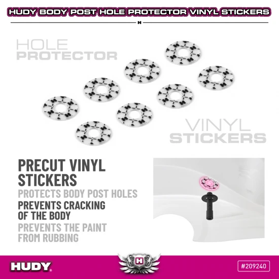 Hudy Body Post Hole Protector Vinyl Sticker 7X16X0.5mm (8)