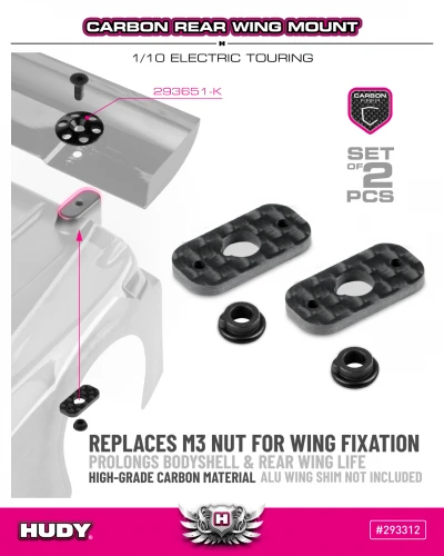 Hudy Carbon Rear Wing Mount - 1:10 Electric (2)