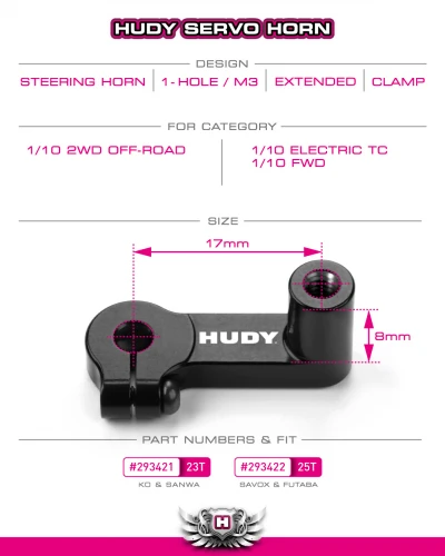 【ept】 ★ DIVE NB ★ 3 COLORS HUDY 293422 Aluminium Clamp Steering Servo Horn - Extended
