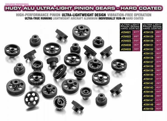 Hudy Aluminium Ultra-Light Pinion Gear - Hard Coated - 47T / 64DP