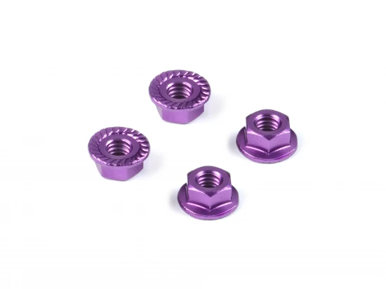 Hudy Aluminium Nut M4 With Serrated Flange - Violet (4)