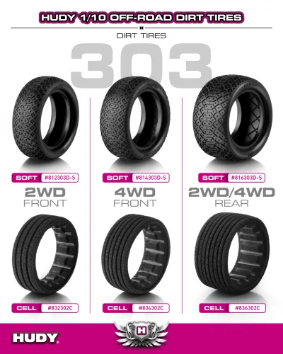 Hudy 1:10 Off-Road Tire 2WD Front Dirt - 303 - Soft (2)