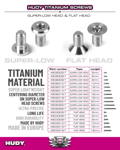 Hudy Titanium Hex Flat Head Screw Sfh M3X6 (10)