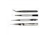 Excel 4 Piece Stainless Steel Tweezer Set with Pointed, Self Closing, Stamp, Curved (4) (Pouch)