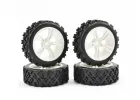 Rally Block Tyres Pre Glued on 1:10 Touring Car White Wheels (4)