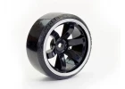 Fastrax 1:10 Street Drift Tyres Pre Mounted on 6-Spoke Black/White Wheels 12mm hex (6mm Offset) (4)