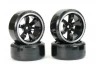 Fastrax 1:10 Street Drift Tyres Pre Mounted on 6-Spoke Black/White Wheels 12mm hex (6mm Offset) (4)