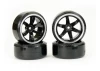 Fastrax 1:10 Street Drift Tyres Pre Mounted on 6-Spoke Black/White Wheels 12mm hex (6mm Offset) (4)