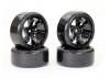 Fastrax 1:10 Street Drift Tyres Pre Mounted on 6-Spoke Black Wheels 12mm hex (6mm Offset) (4)
