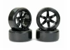 Fastrax 1:10 Street Drift Tyres Pre Mounted on 6-Spoke Black Wheels 12mm hex (6mm Offset) (4)