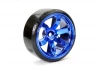 Fastrax 1:10 Street Drift Tyres Pre Mounted on 6-Spoke Blue Chrome Wheels 12mm hex (6mm Offset) (4)