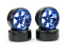 Fastrax 1:10 Street Drift Tyres Pre Mounted on 6-Spoke Blue Chrome Wheels 12mm hex (6mm Offset) (4)