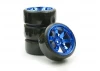 Fastrax 1:10 Street Drift Tyres Pre Mounted on 6-Spoke Blue Chrome Wheels 12mm hex (6mm Offset) (4)