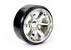 Fastrax 1:10 Street Drift Tyres Pre Mounted on 6-Spoke Chrome Wheels 12mm hex (6mm Offset) (4)
