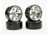 Fastrax 1:10 Street Drift Tyres Pre Mounted on 6-Spoke Chrome Wheels 12mm hex (6mm Offset) (4)