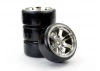 Fastrax 1:10 Street Drift Tyres Pre Mounted on 6-Spoke Chrome Wheels 12mm hex (6mm Offset) (4)
