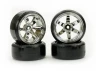 Fastrax 1:10 Street Drift Tyres Pre Mounted on 6-Spoke Chrome Wheels 12mm hex (6mm Offset) (4)