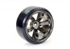 Fastrax 1:10 Street Drift Tyres Pre Mounted on 6-Spoke Grey Shadow Chrome Wheels (6mm Offset) 12mm hex (4)